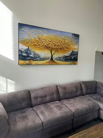 GOLDEN RESILIENCE: Textured Landscape Oil Painting photo review