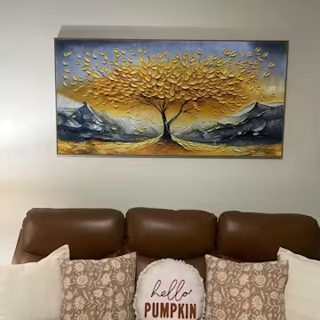GOLDEN RESILIENCE: Textured Landscape Oil Painting photo review