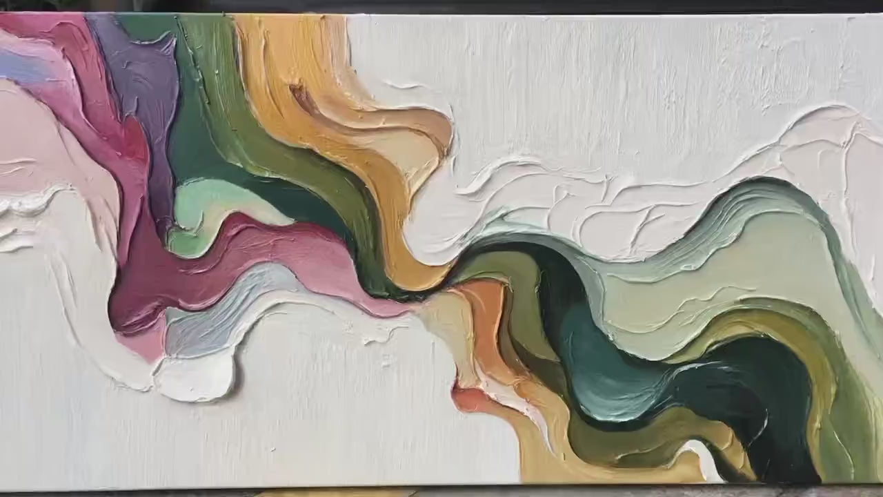 TERRA FLOW: Textured Abstract Earth Tone Panoramic Painting - Image 3