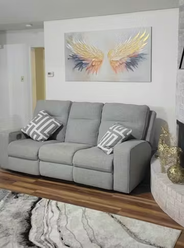 GOLDEN WINGS: Panoramic Angel Wings Painting, Textured Wall Art, Gold, Beige, Living Room, Bedroom photo review