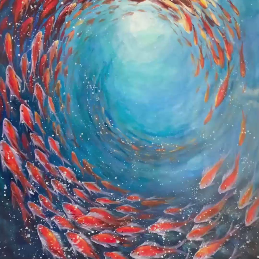 CORAL SWIRL: Vertical Fish Painting, Colorful, Ocean - Image 3