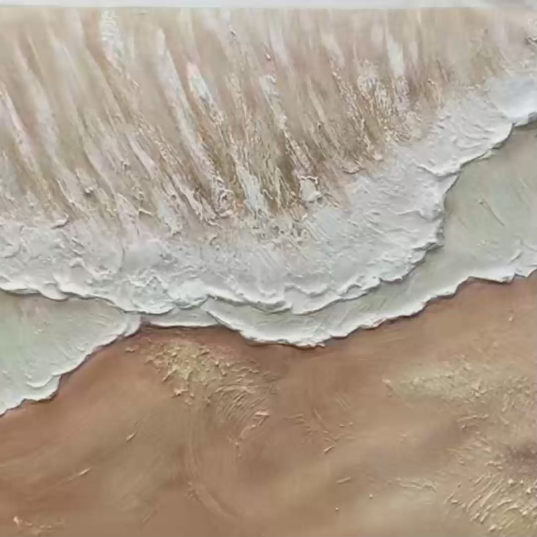 ETERNAL TIDE: Textured Wabi Sabi Beach & Sea Painting - Image 3