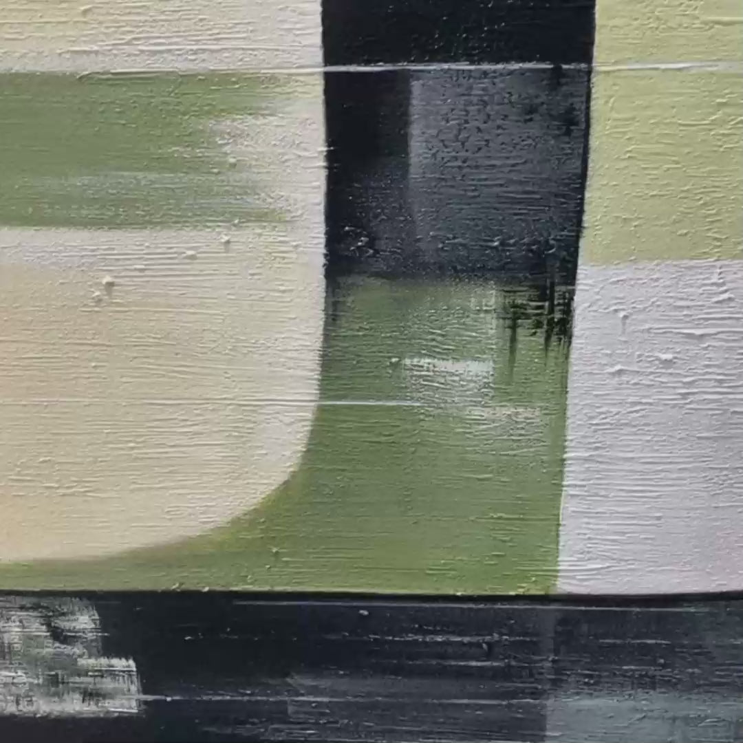 STRUCTURED FORMS: Minimalist Abstract Block Oil Painting - Image 3