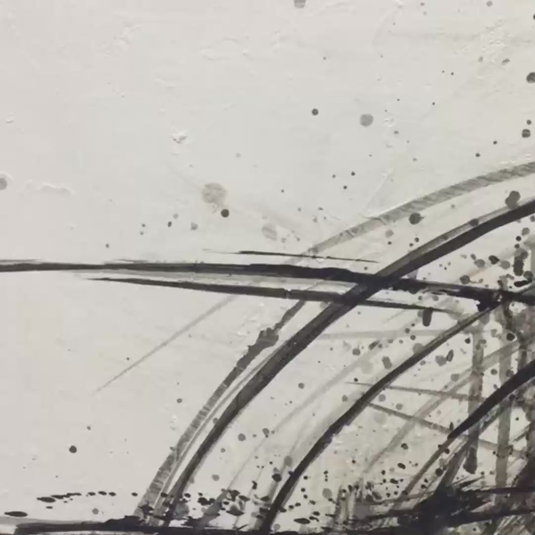 INK VORTEX: Minimalist Black and White Abstract Oil Painting - Image 4