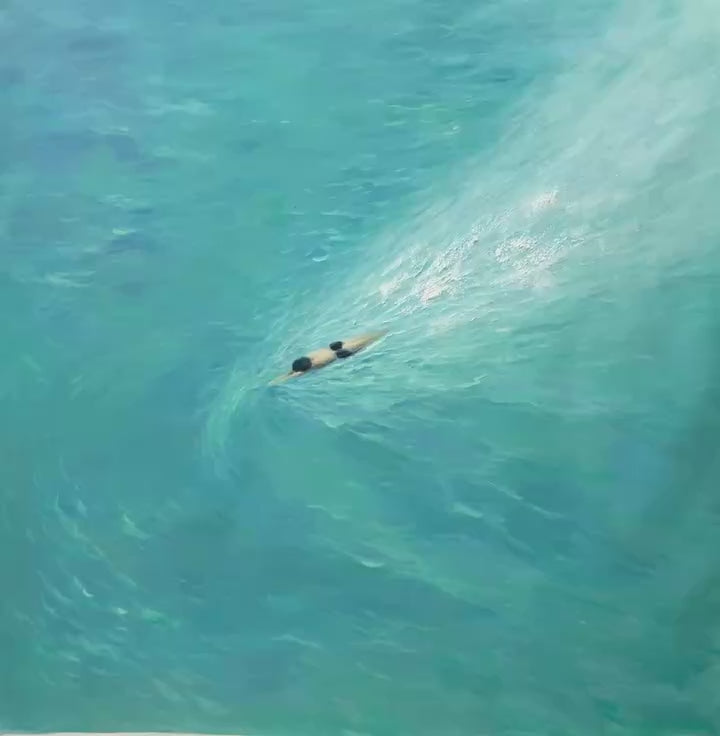 AQUA SOLITUDE: Minimalist Ocean Scene Oil Painting - Image 3