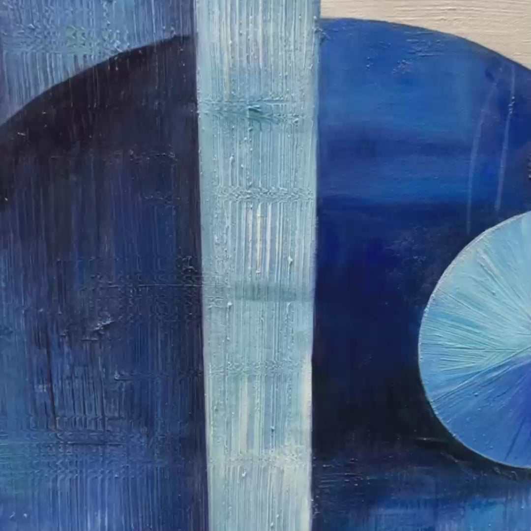 BLUE HARMONY: Minimalist Geometric Abstract Acrylic Painting - Image 3