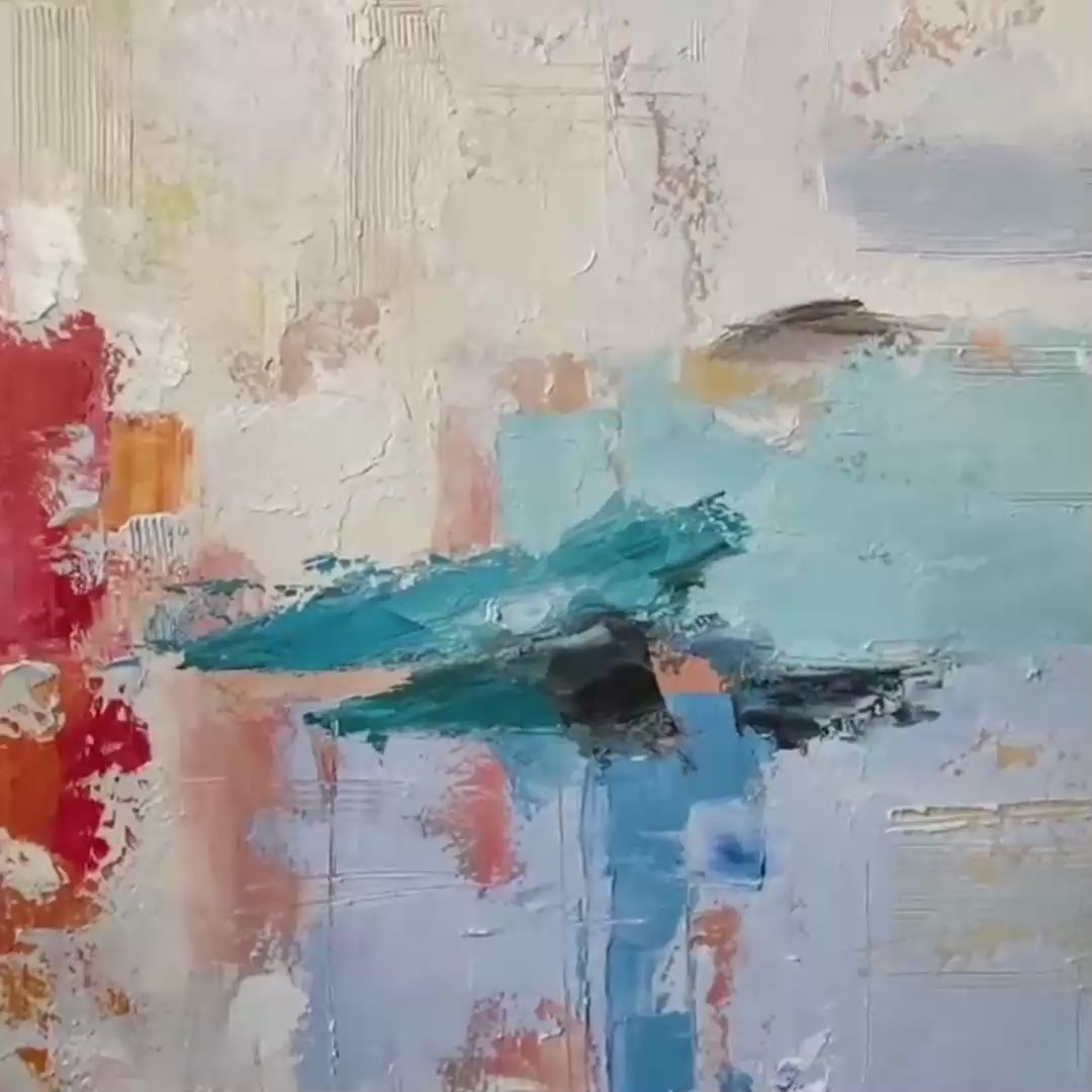 ABSTRACT LAND: Textured Abstract Painting, Colorful Wall Art, Modern Art, Panoramic, Horizontal Canvas - Image 3