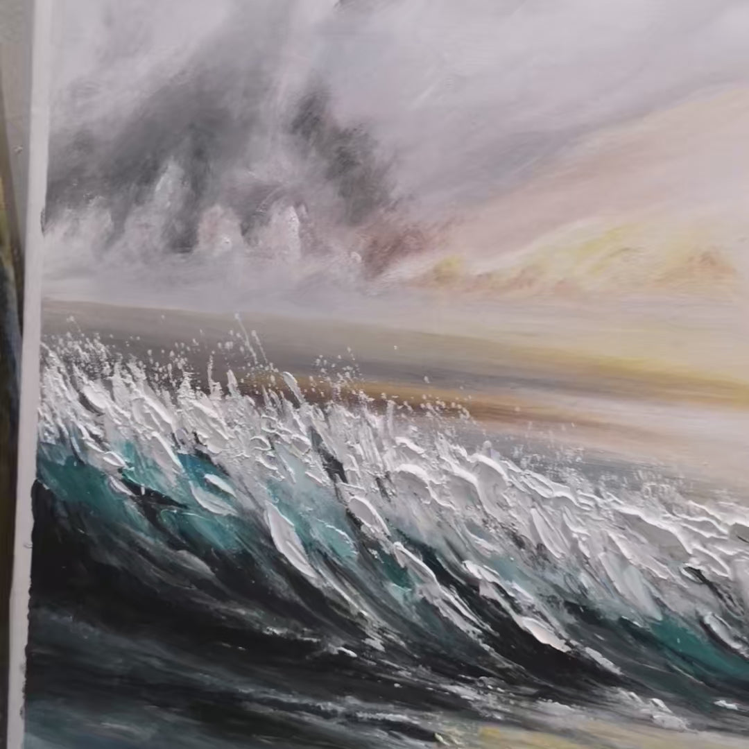 DUSK TIDE: Ocean Waves Seascape Oil Painting - Image 4
