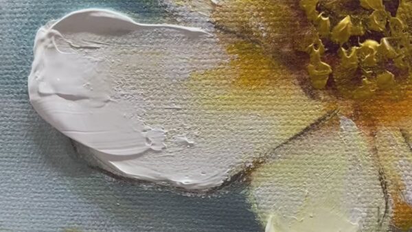 GOLDEN BLOSSOM DRIFT: Floral Painting with Gold Accents