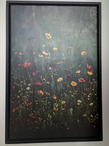 MEADOW'S EMBRACE: Moody Floral Botanical Painting, Vertical Wall Art photo review