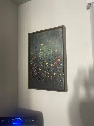 MEADOW'S EMBRACE: Moody Floral Botanical Painting, Vertical Wall Art photo review