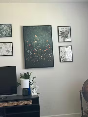 MEADOW'S EMBRACE: Moody Floral Botanical Painting, Vertical Wall Art photo review