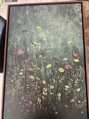 MEADOW'S EMBRACE: Moody Floral Botanical Painting, Vertical Wall Art photo review