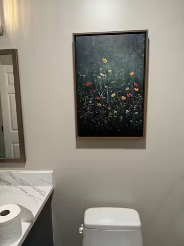 MEADOW'S EMBRACE: Moody Floral Botanical Painting, Vertical Wall Art photo review