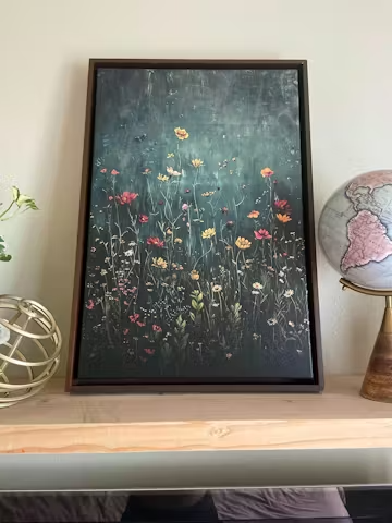 MEADOW'S EMBRACE: Moody Floral Botanical Painting, Vertical Wall Art photo review