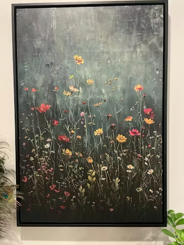 MEADOW'S EMBRACE: Moody Floral Botanical Painting, Vertical Wall Art photo review