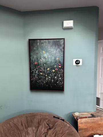 MEADOW'S EMBRACE: Moody Floral Botanical Painting, Vertical Wall Art photo review