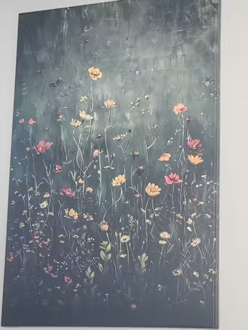 MEADOW'S EMBRACE: Moody Floral Botanical Painting, Vertical Wall Art photo review