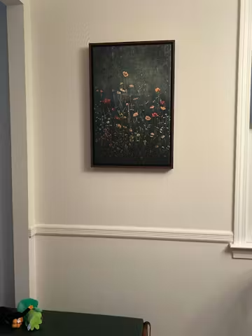 MEADOW'S EMBRACE: Moody Floral Botanical Painting, Vertical Wall Art photo review