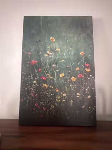 MEADOW'S EMBRACE: Moody Floral Botanical Painting, Vertical Wall Art photo review
