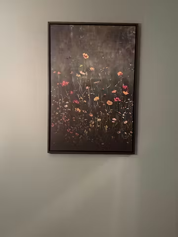 MEADOW'S EMBRACE: Moody Floral Botanical Painting, Vertical Wall Art photo review