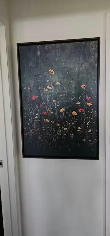 MEADOW'S EMBRACE: Moody Floral Botanical Painting, Vertical Wall Art photo review