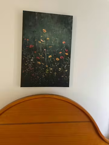 MEADOW'S EMBRACE: Moody Floral Botanical Painting, Vertical Wall Art photo review