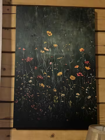 MEADOW'S EMBRACE: Moody Floral Botanical Painting, Vertical Wall Art photo review
