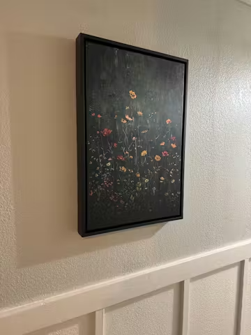 MEADOW'S EMBRACE: Moody Floral Botanical Painting, Vertical Wall Art photo review
