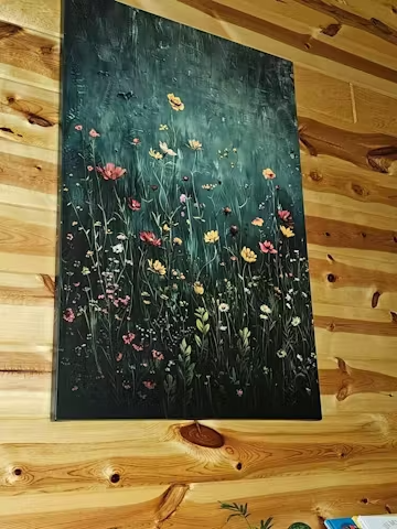 MEADOW'S EMBRACE: Moody Floral Botanical Painting, Vertical Wall Art photo review