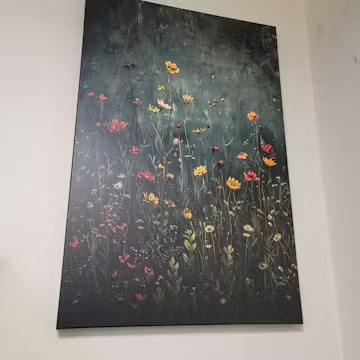 MEADOW'S EMBRACE: Moody Floral Botanical Painting, Vertical Wall Art photo review