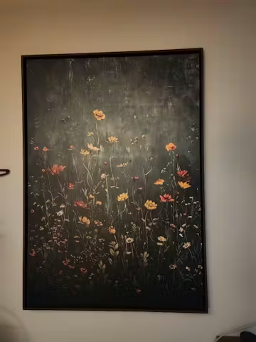 MEADOW'S EMBRACE: Moody Floral Botanical Painting, Vertical Wall Art photo review