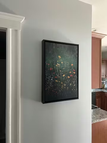 MEADOW'S EMBRACE: Moody Floral Botanical Painting, Vertical Wall Art photo review