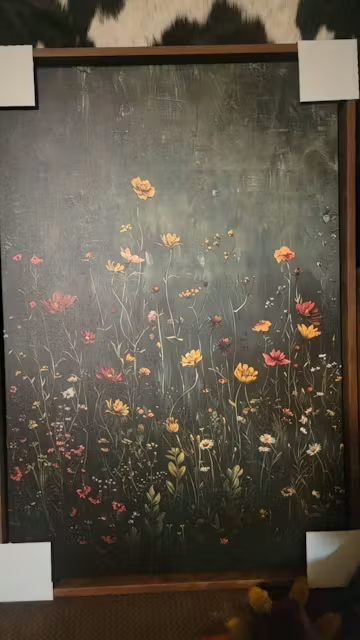 MEADOW'S EMBRACE: Moody Floral Botanical Painting, Vertical Wall Art photo review