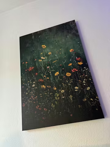 MEADOW'S EMBRACE: Moody Floral Botanical Painting, Vertical Wall Art photo review