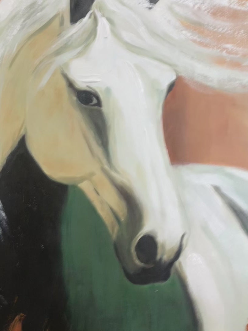 WINDWHISPER: Textured Horse Portrait Oil Painting - Image 4