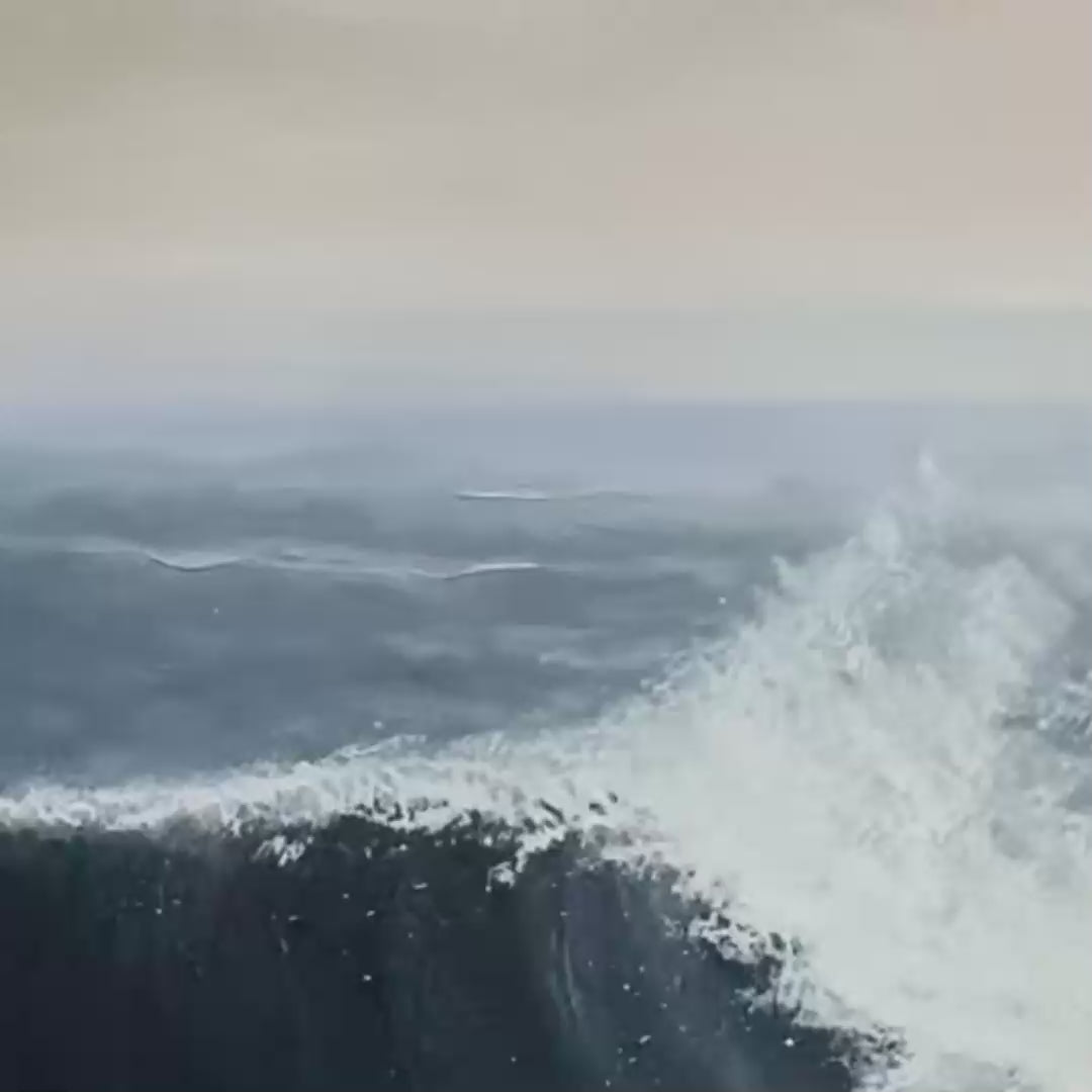 OCEAN'S EMBRACE: Atmospheric Coastal Seascape Oil Painting - Image 3