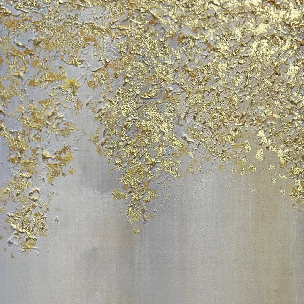 GOLDEN DRIZZLE: Gold Leaf Abstract Painting, Grey and Gold Wall Art, Horizontal Canvas, Modern Decor - Image 3