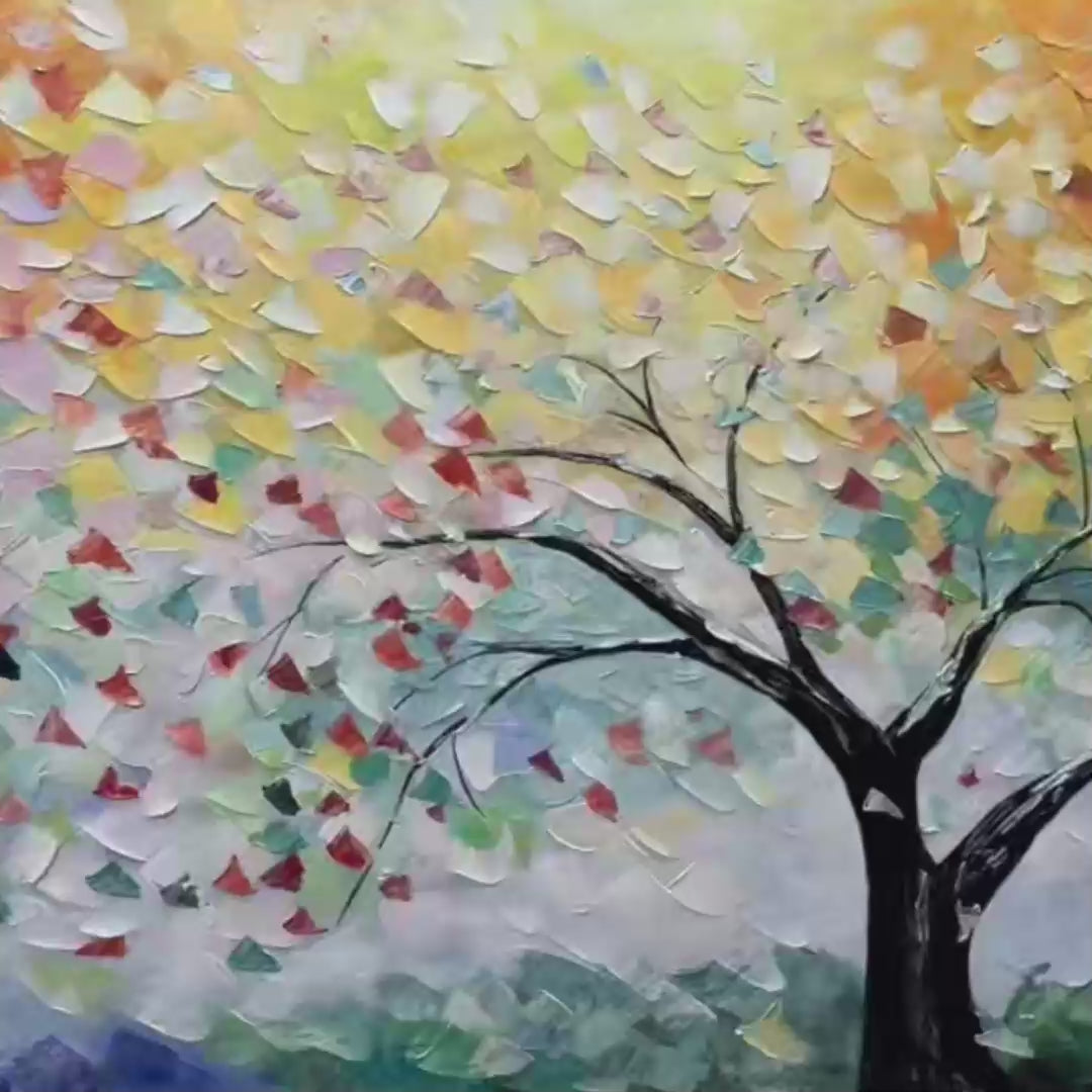 RAINBOW TREE: Textured Impasto Tree Painting in Vibrant Colors - Image 3