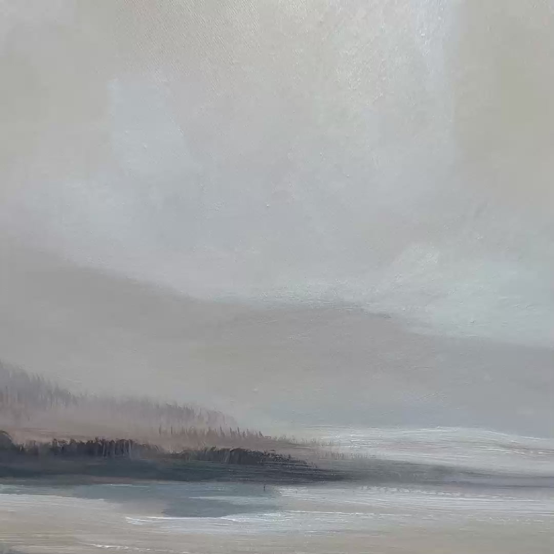 MISTY MOUNTAIN LAKE PANORAMIC: Landscape Painting, Panoramic Wall Art - Image 3
