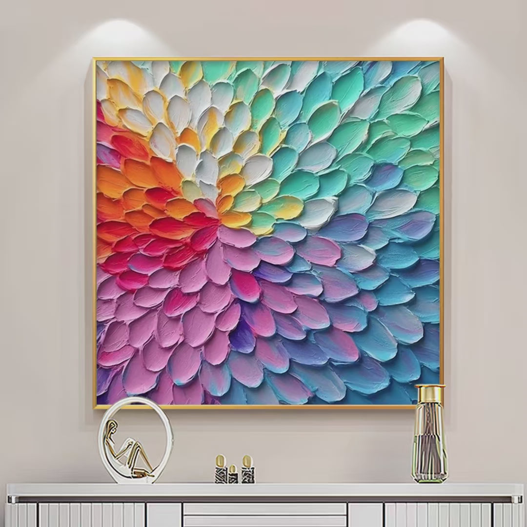 RAINBOW BURST: Textured Abstract Painting in Rainbow Colors - Image 3