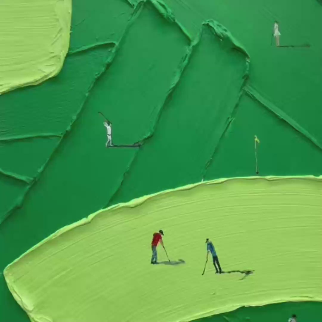 EMERALD FAIRWAY: Textured Impasto Golf Scene Painting - Image 3