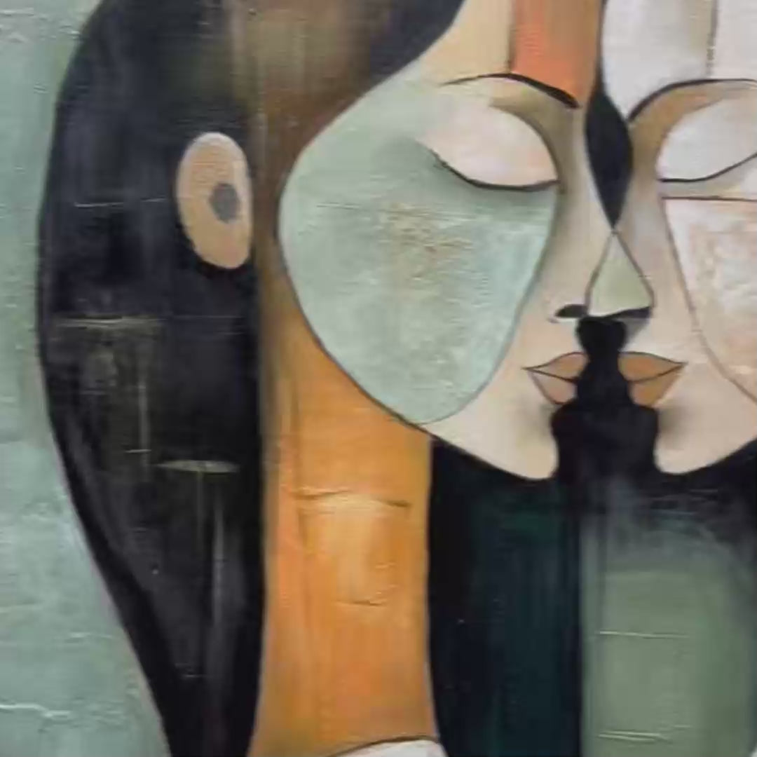 UNITY IN CONTRAST: Textured Abstract Figurative Oil Painting - Image 3