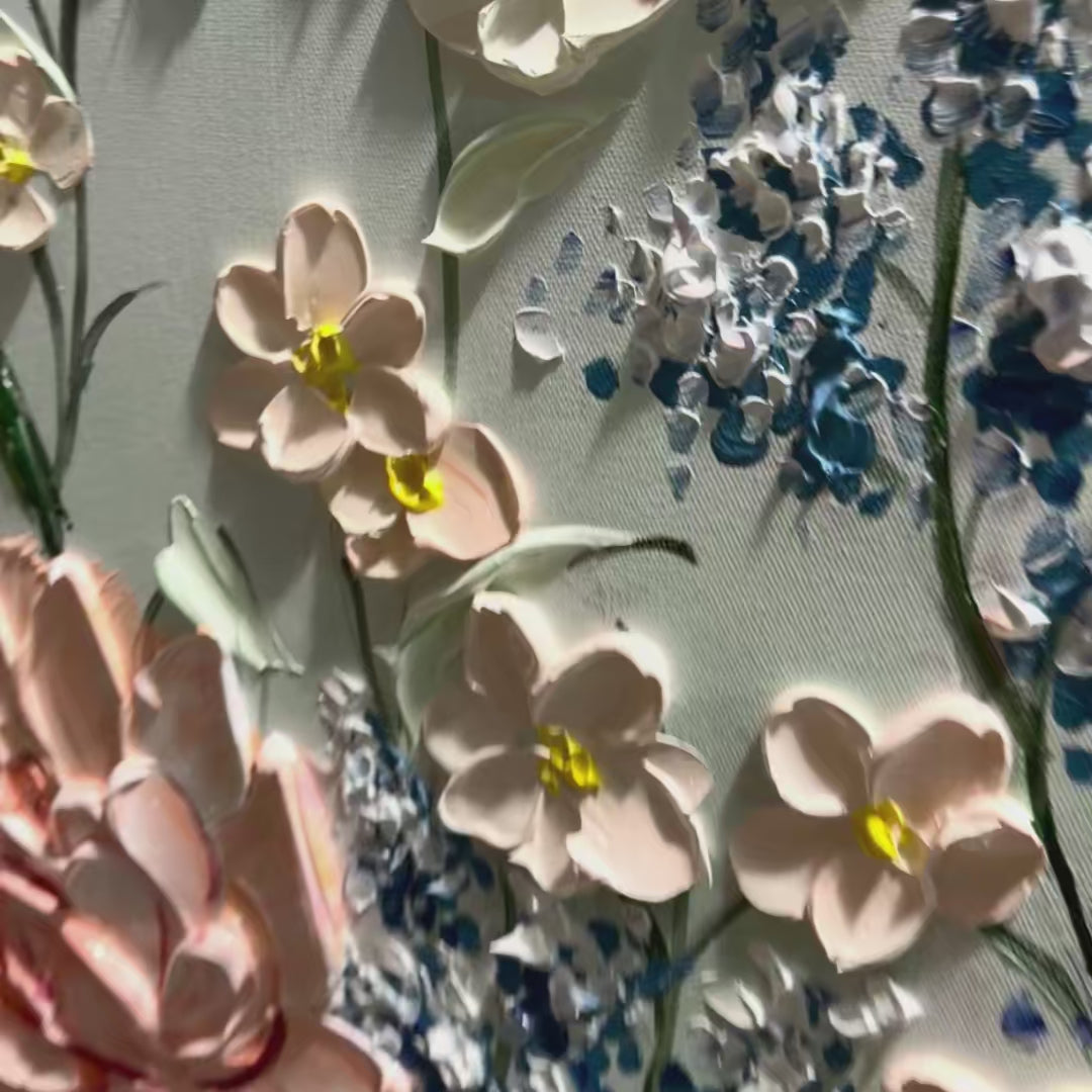GARDEN RHAPSODY: Textured Floral Oil Painting - Image 4