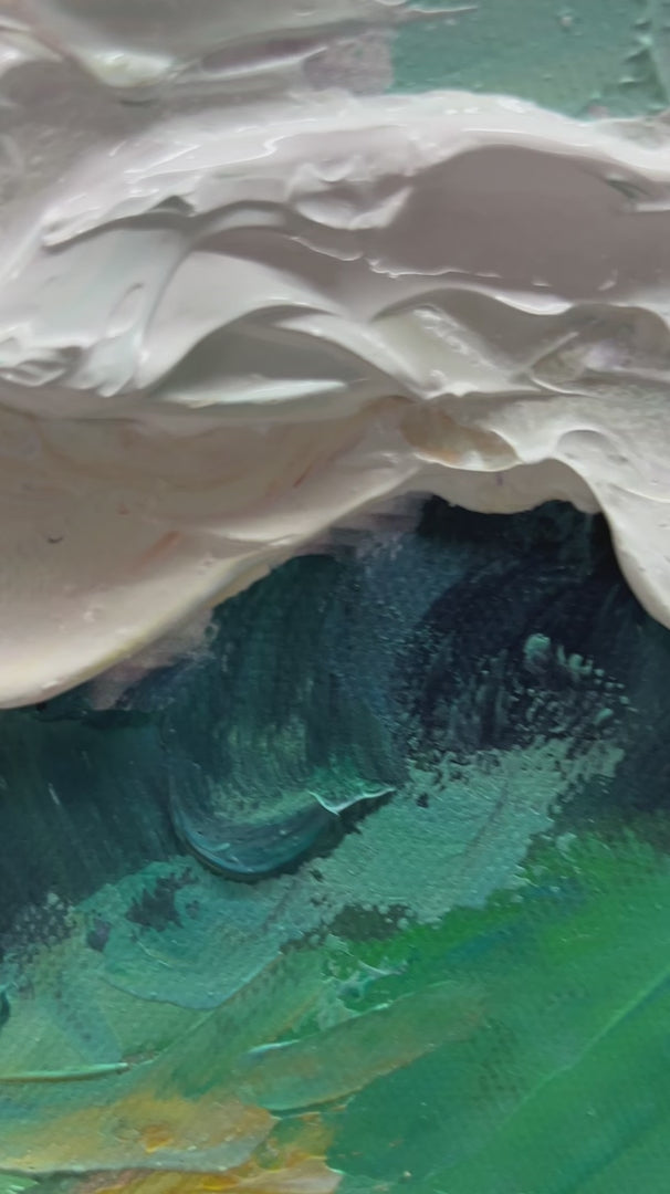 CATCHING THE WAVE: Textured Surfers Ocean Scene Oil Painting - Image 4