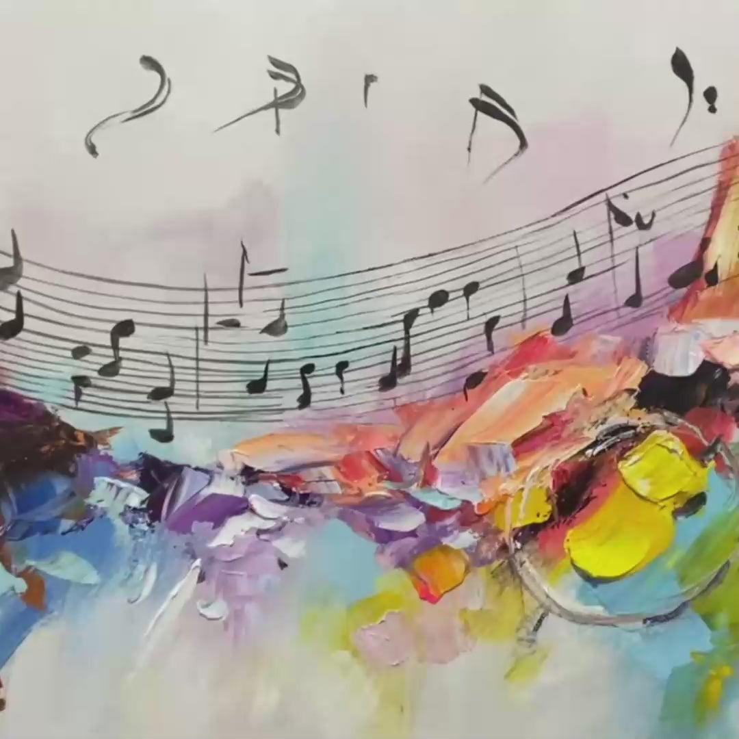 MELODY IN COLOR: Abstract Painting with Musical Notes - Image 4