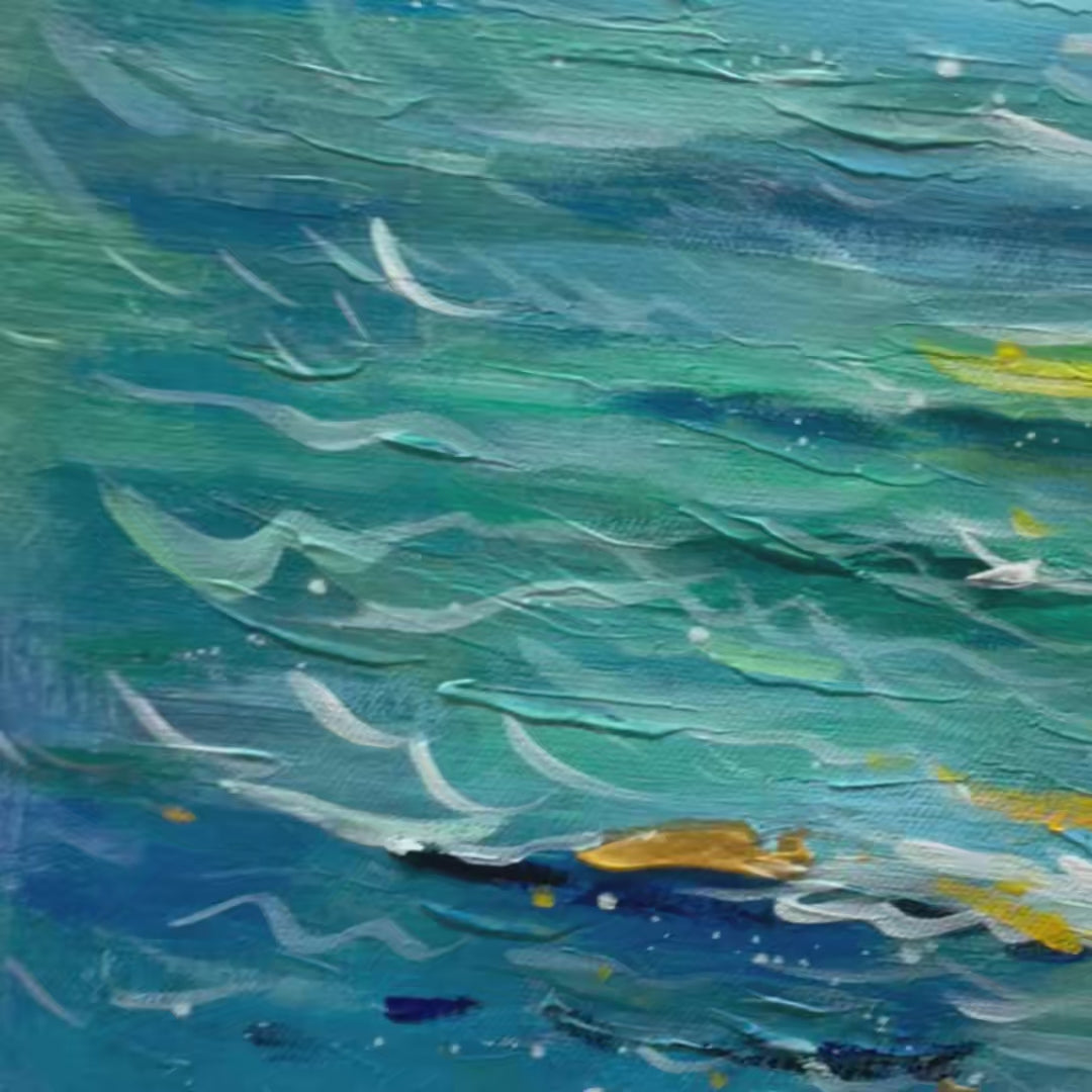 GOLDEN HOUR: Textured Sunset Seascape Oil Painting - Image 3