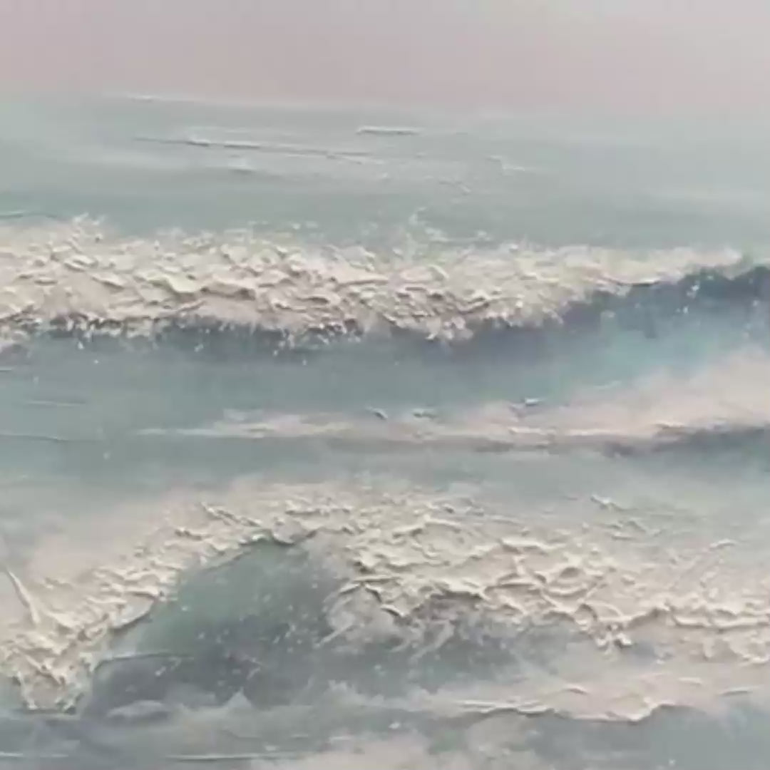 SERENE SHORE: Textured Minimalist Coastal Seascape - Image 3