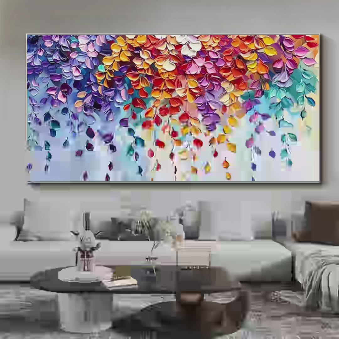 CASCADING COLOR: Textured Floral Impasto Painting - Image 4