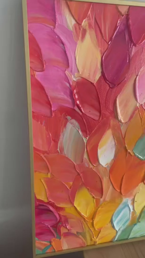 CHROMA WAVE: Textured Abstract Rainbow Oil Painting - Image 4